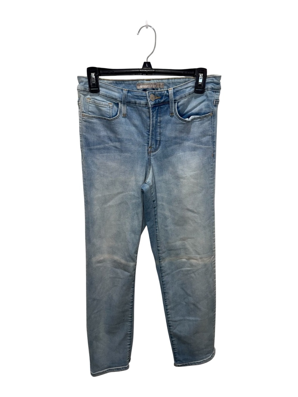 Athleta High Rise Straight Leg Jeans 8 Tall Light Wash Stretch Denim - Picture 3 of 6